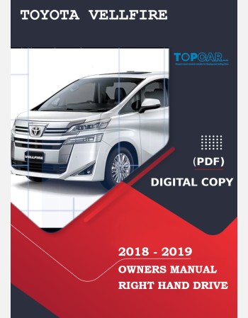 toyota vellfire 2018-2019 owners manual in english